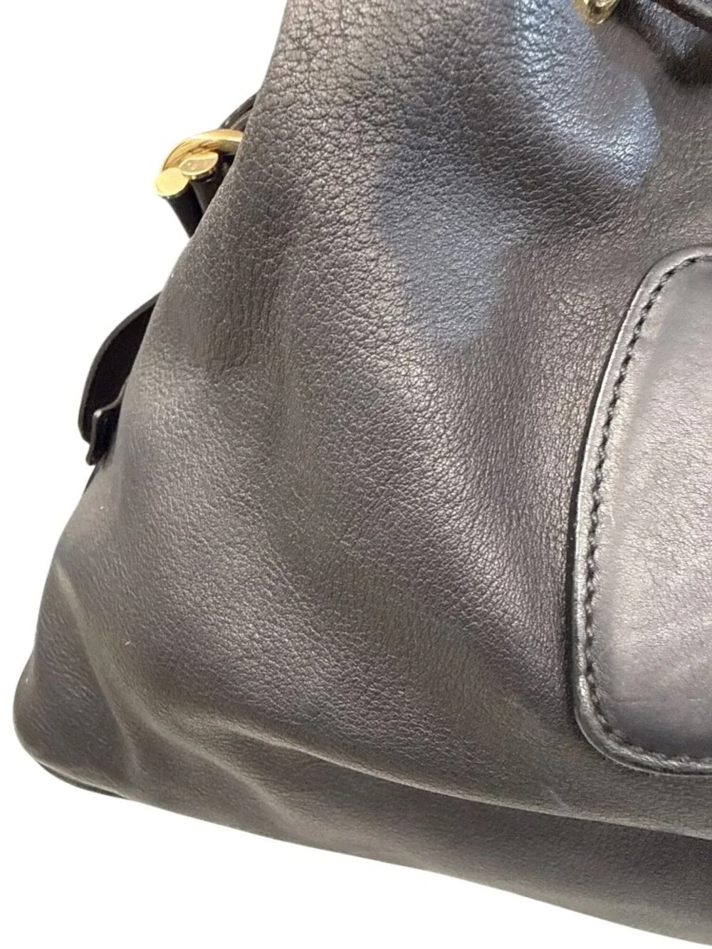 Jimmy Choo Black Leather Ramona Shoulder Bag Gold Tone Hardware Authentic, Italy
